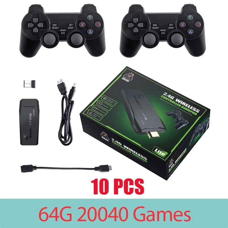 Console de jeux vidéo rétro M8 Game Sticks, double manettes sans fil 2,4 g, 4K, 20 000 jeux, 64 Go.