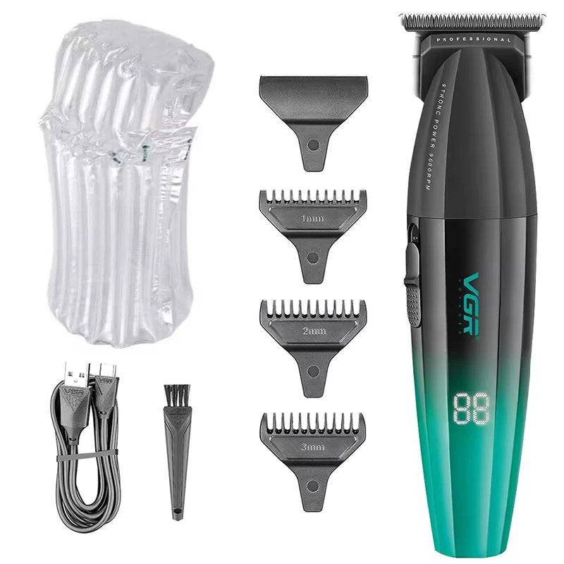 Tondeuse à barbe électrique originale VGR 0 mm en métal pour hommes, tondeuse électrique pour le corps et le visage, coupe de cheveux rechargeable