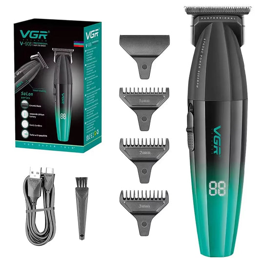 Tondeuse à barbe électrique originale VGR 0 mm en métal pour hommes, tondeuse électrique pour le corps et le visage, coupe de cheveux rechargeable